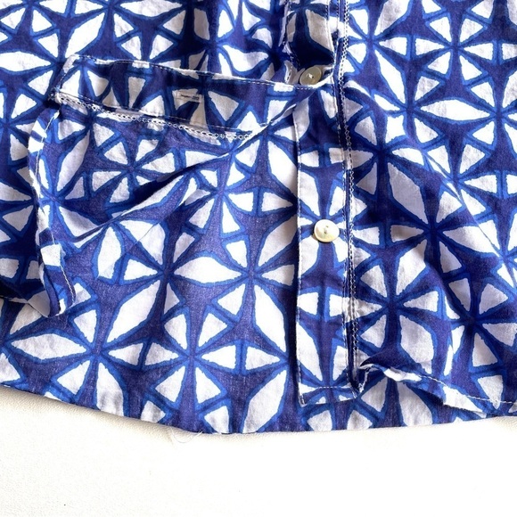 Chicos Blue White Shibori Print Button Up Size 1 Small - Picture 12 of 15